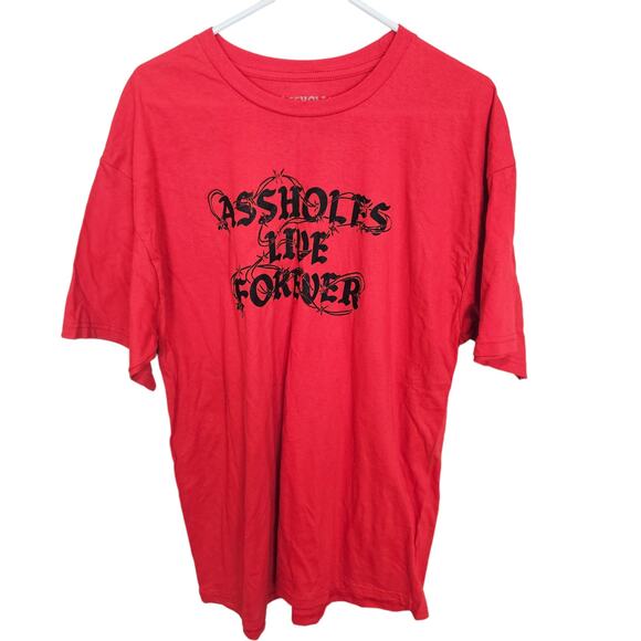 Assholes Live Forever Shirt Graphic Tee Shirt Men XL Red Casual Shirt Men - Picture 1 of 6